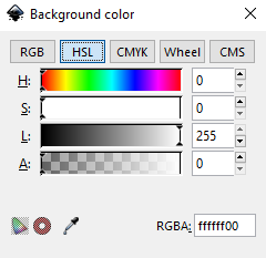 Dialog for setting the background color