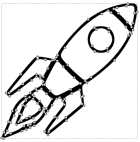 The rocket traced in edge detection mode