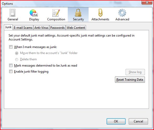 Vista Email Security Options