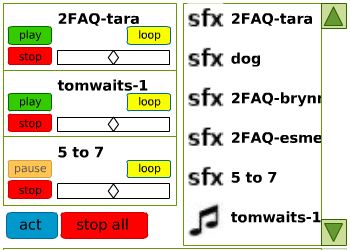 UpStage audio palette